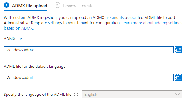Importing Windows ADMX and ADML files in Intune
